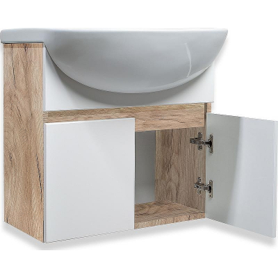 Тумба под раковину Runo Лада 60 00-00001371 подвесная Крафтовый дуб Белая