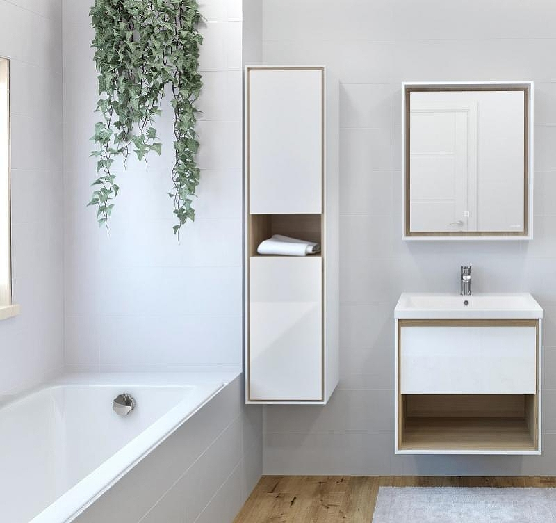 Шкаф пенал Cersanit Louna 35 SP-SL-LOU/Wh подвесной Белый глянец дуб Эврика, купить, цена, заказать, магазин, доставка, скидка, промокод, купить, цена, заказать, магазин, доставка, скидка, промокод