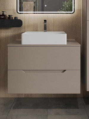 Тумба с раковиной Orange Line 80 Li-80TuLMDF+B04-500W подвесная Латте матовый