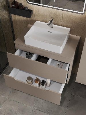 Тумба с раковиной Orange Line 80 Li-80TuLMDF+B04-500W подвесная Латте матовый