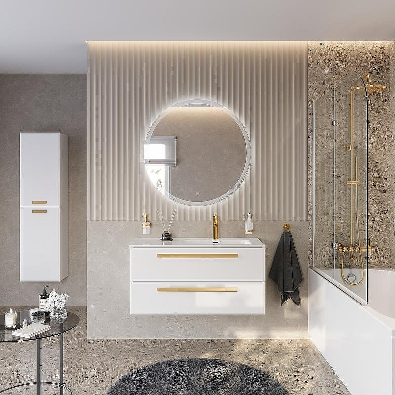 Тумба под раковину Cezares Eco-Cer-N 100 R ECO-CER-N-1000-2C-SO-BL-R подвесная Bianco Lucido без ручек, купить, цена, заказать, магазин, доставка, скидка, промокод, купить, цена, заказать, магазин, доставка, скидка, промокод