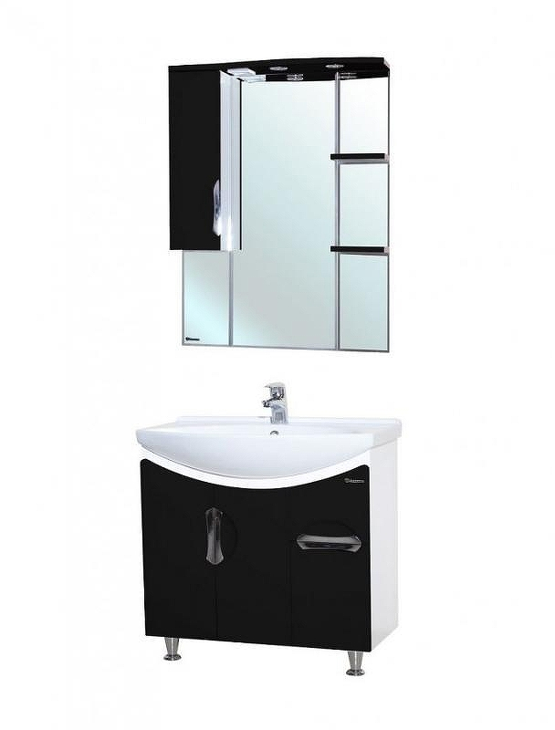 Зеркало со шкафом Bellezza Лагуна 75 L 4612112002047 с подсветкой L Черное Белое, купить, цена, заказать, магазин, доставка, скидка, промокод, купить, цена, заказать, магазин, доставка, скидка, промокод