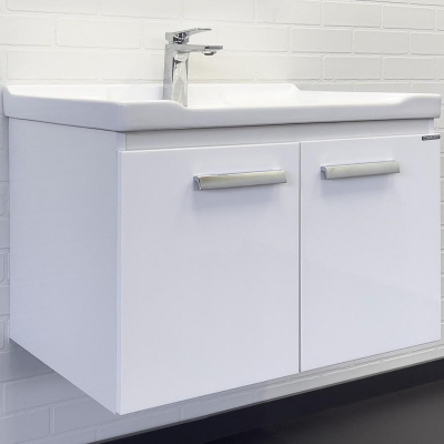 Тумба с раковиной Comforty Рига 70 00-00018684 подвесная Белый глянец