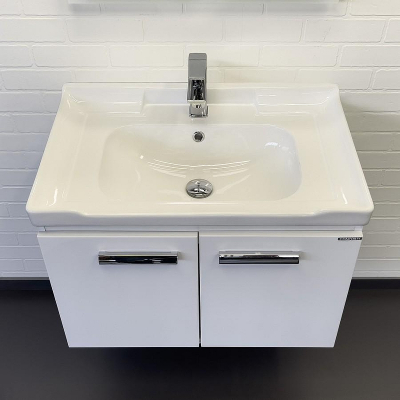 Тумба с раковиной Comforty Рига 70 00-00018684 подвесная Белый глянец