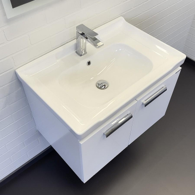 Тумба с раковиной Comforty Рига 70 00-00018684 подвесная Белый глянец