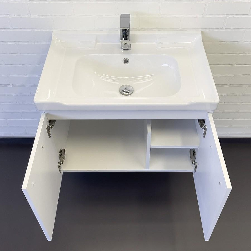 Тумба с раковиной Comforty Рига 70 00-00018684 подвесная Белый глянец, купить, цена, заказать, магазин, доставка, скидка, промокод, купить, цена, заказать, магазин, доставка, скидка, промокод