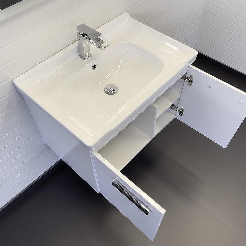 Тумба с раковиной Comforty Рига 70 00-00018684 подвесная Белый глянец, купить, цена, заказать, магазин, доставка, скидка, промокод, купить, цена, заказать, магазин, доставка, скидка, промокод