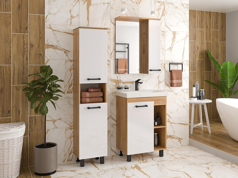 Тумба с раковиной Misty Крафт 60 УТ000013343 Белая Дуб Крафт золотой, купить, цена, заказать, магазин, доставка, скидка, промокод, купить, цена, заказать, магазин, доставка, скидка, промокод