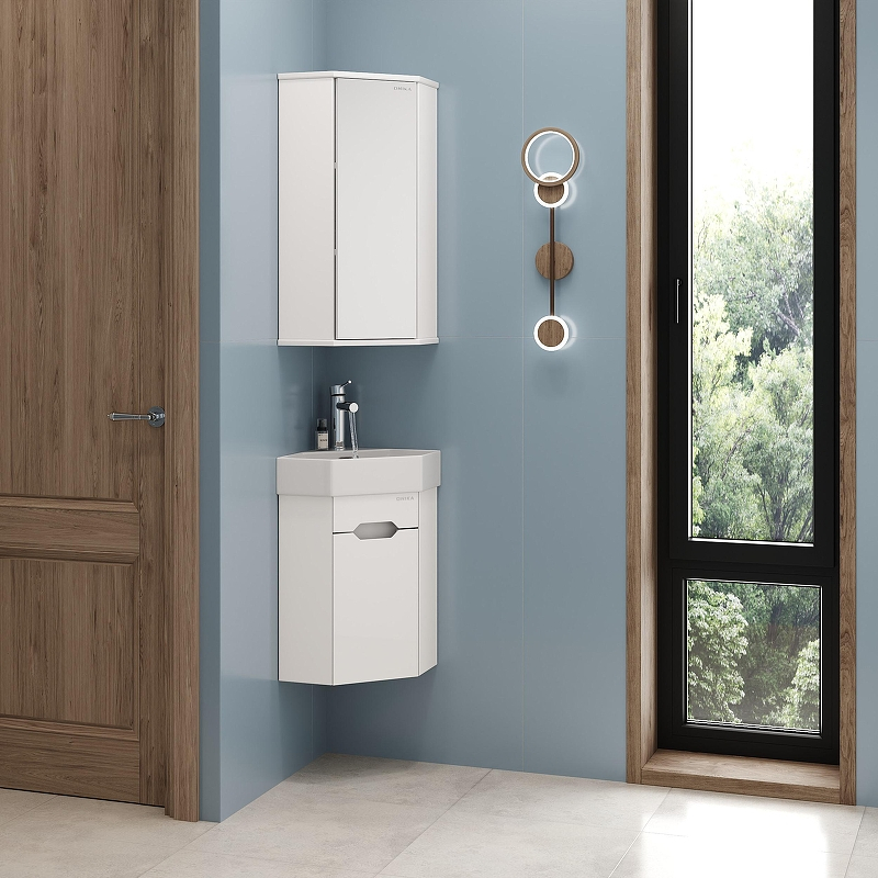 Тумба под раковину Onika Айленд 35 R 103502 подвесная, угловая цвет Белый, купить, цена, заказать, магазин, доставка, скидка, промокод, купить, цена, заказать, магазин, доставка, скидка, промокод