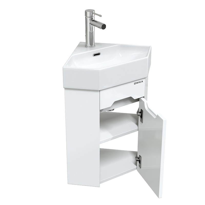 Тумба под раковину Onika Айленд 35 R 103502 подвесная, угловая цвет Белый, купить, цена, заказать, магазин, доставка, скидка, промокод, купить, цена, заказать, магазин, доставка, скидка, промокод