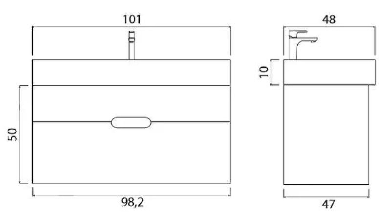 Тумба под раковину Creto Malibu 100 7-1079W подвесная Белая, купить, цена, заказать, магазин, доставка, скидка, промокод, купить, цена, заказать, магазин, доставка, скидка, промокод