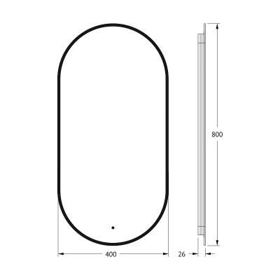 Зеркало Defesto Aura 40х80 DF 2922R с подсветкой 20W-4500K/ИК - выключатель/Нейтральный белый свет/Черная рама