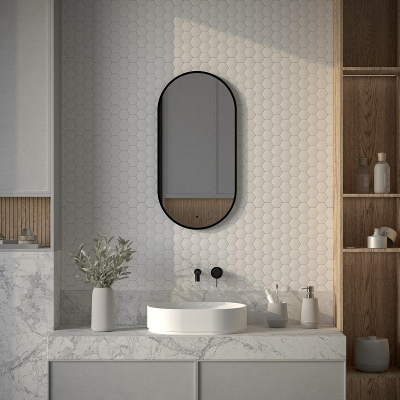 Зеркало Defesto Aura 40х80 DF 2922R с подсветкой 20W-4500K/ИК - выключатель/Нейтральный белый свет/Черная рама