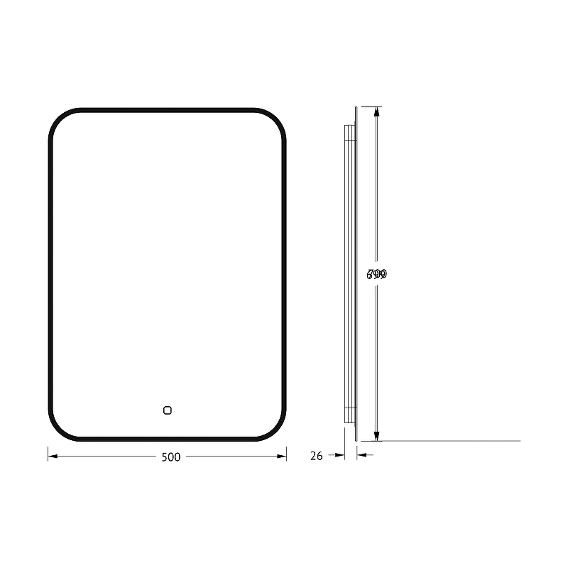 Зеркало Defesto Aura 50х70 DF 2974S с подсветкой 21W-3000K/Сенсорный выключатель/Теплый белый свет/Черная рама, купить, цена, заказать, магазин, доставка, скидка, промокод, купить, цена, заказать, магазин, доставка, скидка, промокод