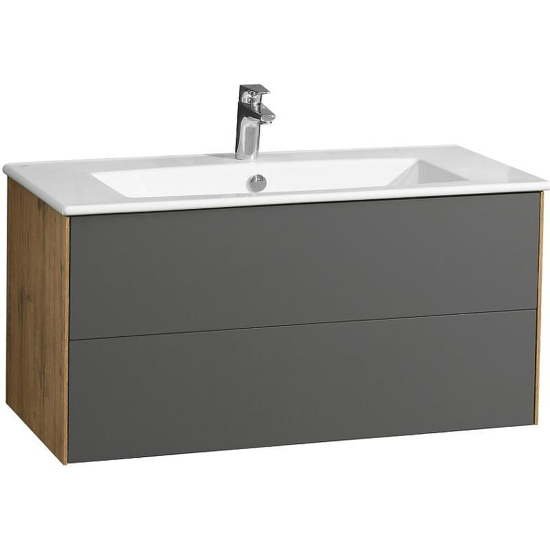 Тумба под раковину Aquaton Сохо 100 1A258201AJA00 подвесная Дуб веллингтон Графит софт, купить, цена, заказать, магазин, доставка, скидка, промокод, купить, цена, заказать, магазин, доставка, скидка, промокод