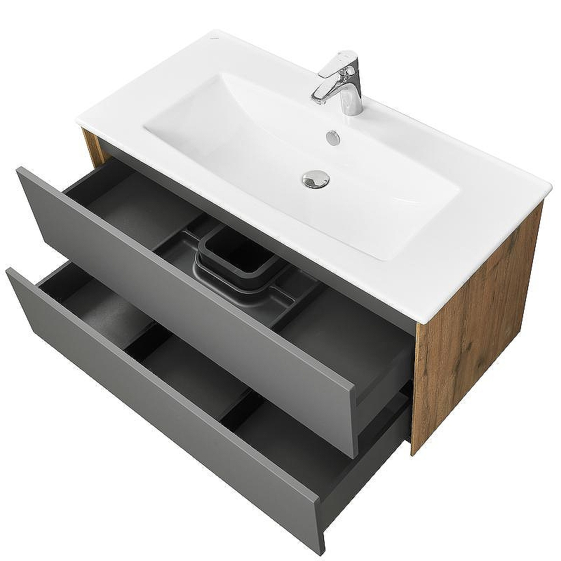 Тумба под раковину Aquaton Сохо 100 1A258201AJA00 подвесная Дуб веллингтон Графит софт, купить, цена, заказать, магазин, доставка, скидка, промокод, купить, цена, заказать, магазин, доставка, скидка, промокод