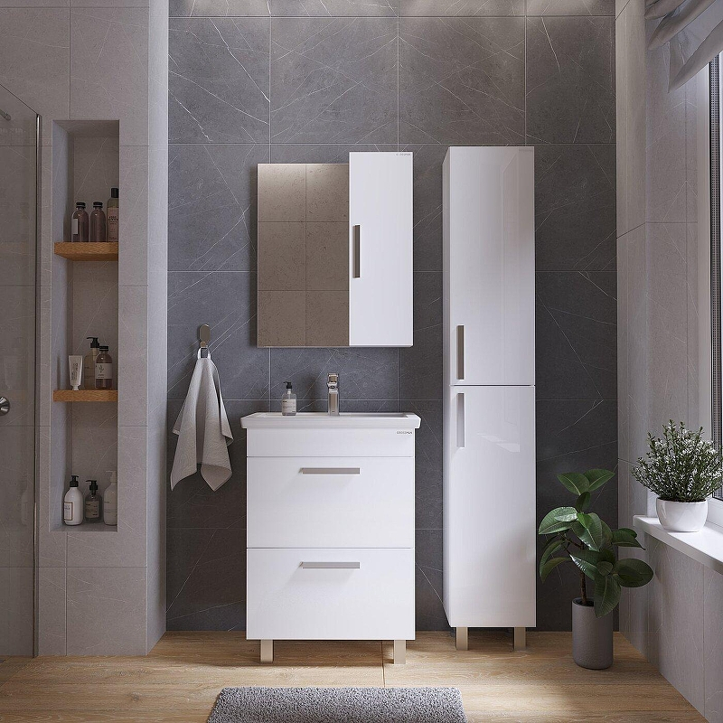 Тумба под раковину Grossman Нео 60 106028-1K цвет Белый, купить, цена, заказать, магазин, доставка, скидка, промокод, купить, цена, заказать, магазин, доставка, скидка, промокод