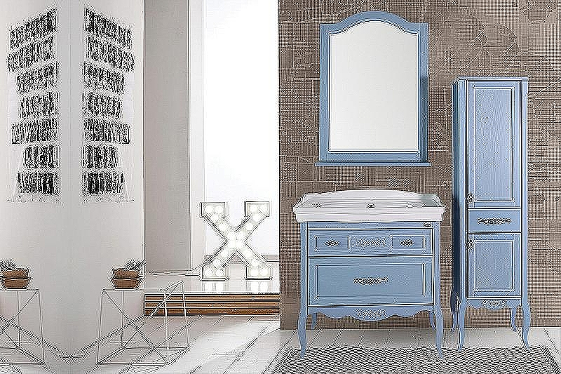 Комплект мебели для ванной ASB-Woodline Модерн 85 Рошфор с Белой патиной, купить, цена, заказать, магазин, доставка, скидка, промокод, купить, цена, заказать, магазин, доставка, скидка, промокод