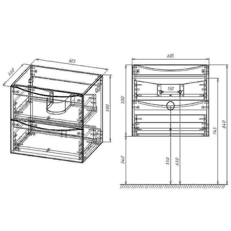 Тумба под раковину Vincea Mia 60 VMC-2MC600RW подвесная R.Wood, купить, цена, заказать, магазин, доставка, скидка, промокод, купить, цена, заказать, магазин, доставка, скидка, промокод