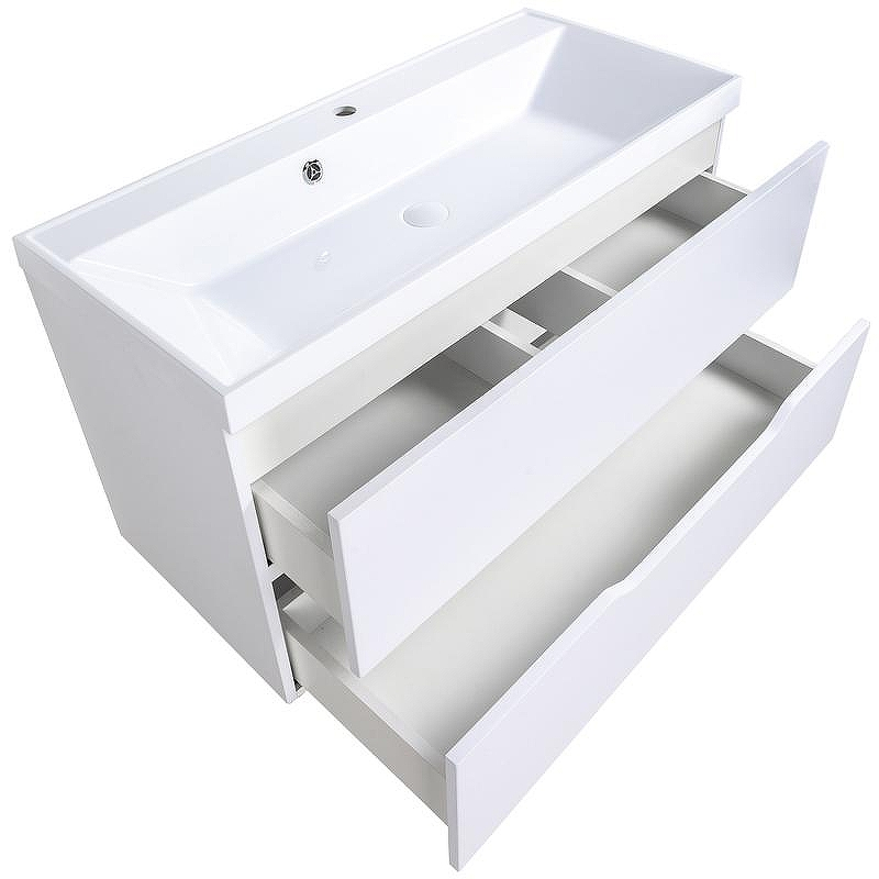 Тумба с раковиной Orange Line 100 Li-100Tuw+RA100 подвесная Белая матовая, купить, цена, заказать, магазин, доставка, скидка, промокод, купить, цена, заказать, магазин, доставка, скидка, промокод