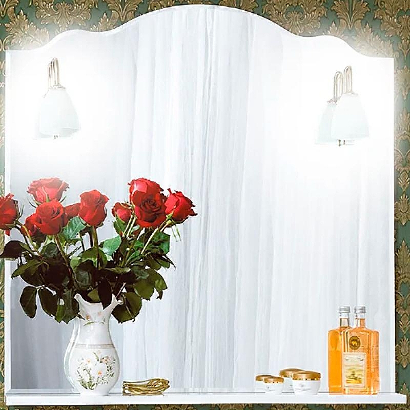 Зеркало Бриклаер Анна 90 4627125411380 с подсветкой Белое глянцевое, купить, цена, заказать, магазин, доставка, скидка, промокод, купить, цена, заказать, магазин, доставка, скидка, промокод