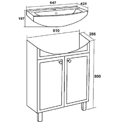 Тумба под раковину Runo Римини 65 00-00001273 Мята
