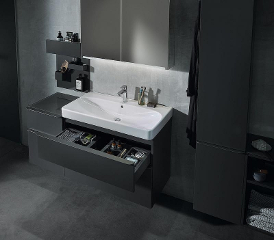 Тумба под раковину Geberit Smyle Square 90 500.354.JK.1 подвесная Темно-серая матовая