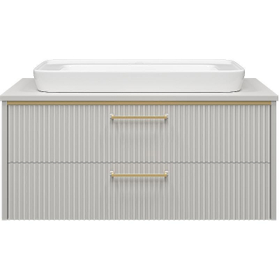 Тумба с раковиной Brevita Elche 100 УТ000022433 подвесная Серый кашемир Золото