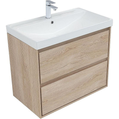 Тумба под раковину Aquanet Милан 80 336384 подвесная Дуб светлый