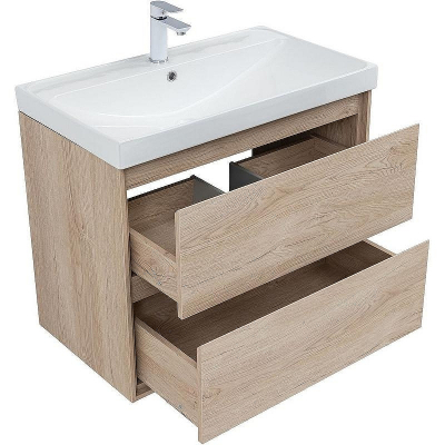 Тумба под раковину Aquanet Милан 80 336384 подвесная Дуб светлый