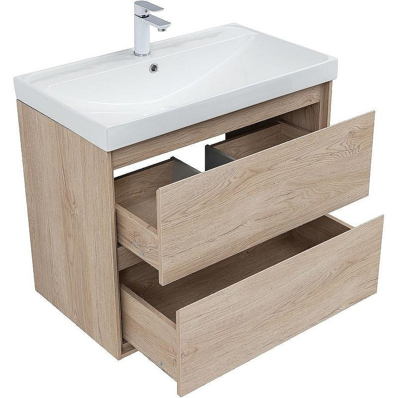 Тумба под раковину Aquanet Милан 80 336384 подвесная Дуб светлый, купить, цена, заказать, магазин, доставка, скидка, промокод, купить, цена, заказать, магазин, доставка, скидка, промокод