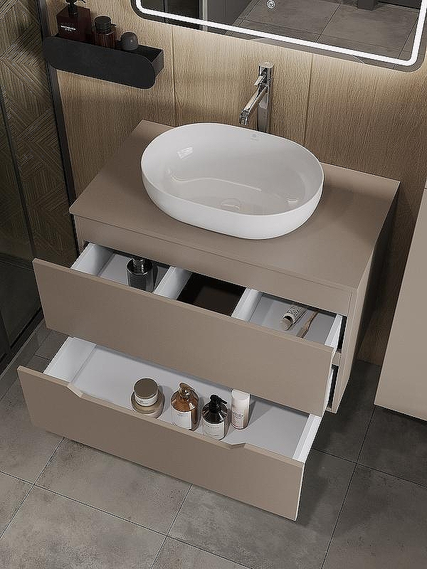 Тумба с раковиной Orange Line 80 Li-80TuLMDF+B05-480W подвесная Латте матовый, купить, цена, заказать, магазин, доставка, скидка, промокод, купить, цена, заказать, магазин, доставка, скидка, промокод