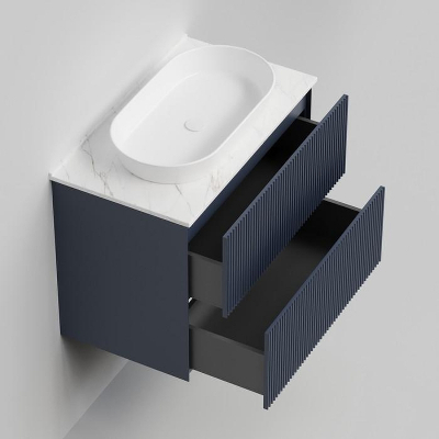 Тумба под раковину La Fenice Terra Twin 80 FNC-01-TER-BG-80-2 подвесная. Синяя матовая