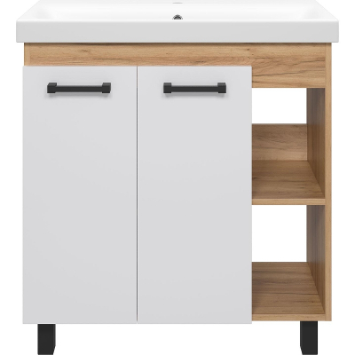 Тумба с раковиной Misty Крафт 80 УТ000013344 Белая Дуб Крафт золотой