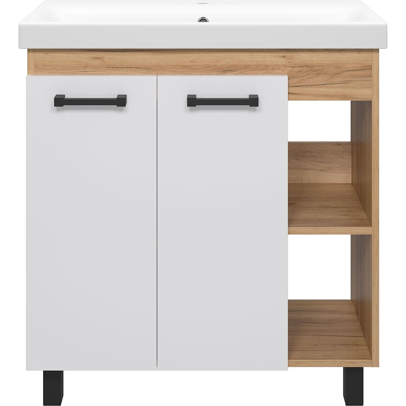 Тумба с раковиной Misty Крафт 80 УТ000013344 Белая Дуб Крафт золотой, купить, цена, заказать, магазин, доставка, скидка, промокод, купить, цена, заказать, магазин, доставка, скидка, промокод