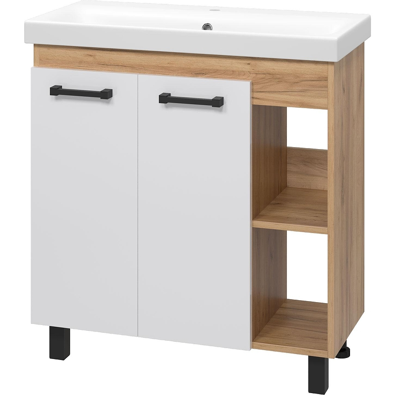 Тумба с раковиной Misty Крафт 80 УТ000013344 Белая Дуб Крафт золотой, купить, цена, заказать, магазин, доставка, скидка, промокод, купить, цена, заказать, магазин, доставка, скидка, промокод