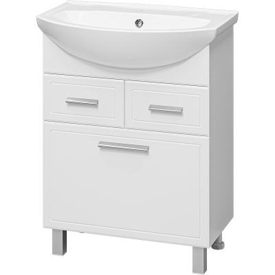 Тумба с раковиной Misty Стелла 65 ИП000000598 с бельевой корзиной Белая