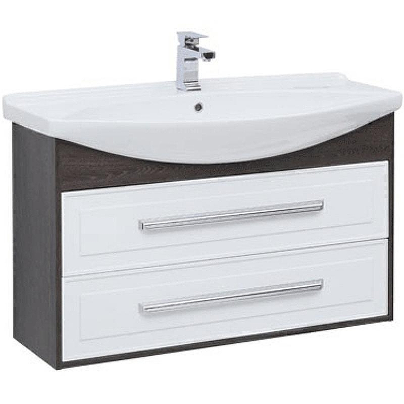 Тумба под раковину Aquanet Остин 105 201731 подвесная Белый глянец Дуб кантербери, купить, цена, заказать, магазин, доставка, скидка, промокод, купить, цена, заказать, магазин, доставка, скидка, промокод