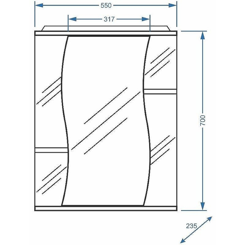 Зеркальный шкаф Stella Polar Волна Лолита 55 SP-00000042 с подсветкой Белый, купить, цена, заказать, магазин, доставка, скидка, промокод, купить, цена, заказать, магазин, доставка, скидка, промокод