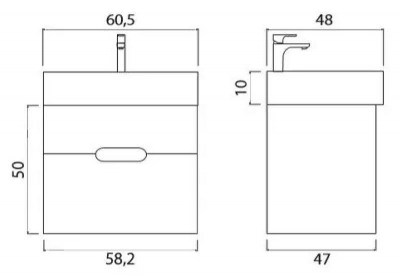 Тумба под раковину Creto Malibu 60 7-1077W подвесная Белая