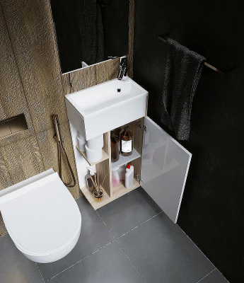 Тумба с раковиной 1MarKa Laura 40Н R У85931 Дуб сонома Белый глянец