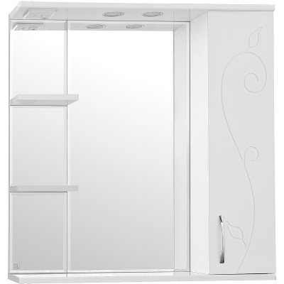 Зеркало со шкафом Style Line Эко фьюжн Панда 80 С с подсветкой Белый глянец