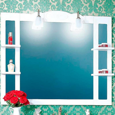 Зеркало Бриклаер Анна 120 4627125411359 с подсветкой Белое глянцевое