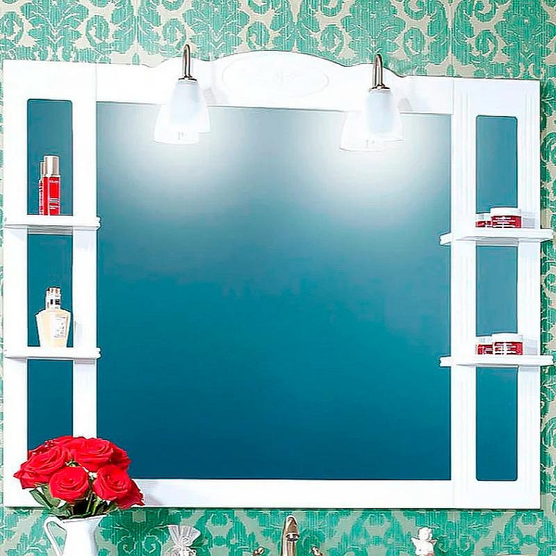 Зеркало Бриклаер Анна 120 4627125411359 с подсветкой Белое глянцевое, купить, цена, заказать, магазин, доставка, скидка, промокод, купить, цена, заказать, магазин, доставка, скидка, промокод