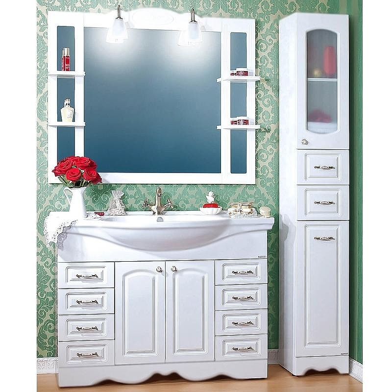 Зеркало Бриклаер Анна 120 4627125411359 с подсветкой Белое глянцевое, купить, цена, заказать, магазин, доставка, скидка, промокод, купить, цена, заказать, магазин, доставка, скидка, промокод