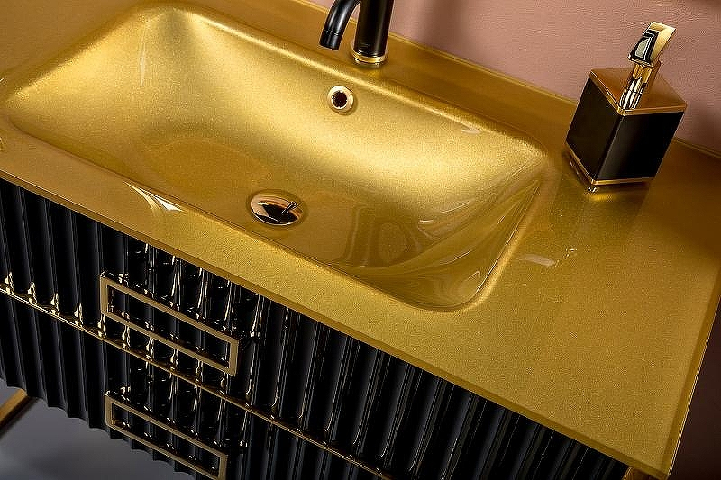 Тумба под раковину Boheme Armadi Art Monaco 80 866-080-BG Черный глянец Золото, купить, цена, заказать, магазин, доставка, скидка, промокод, купить, цена, заказать, магазин, доставка, скидка, промокод