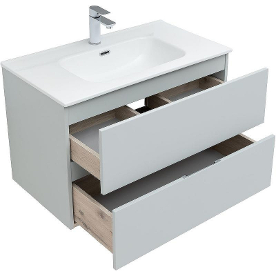 Тумба под раковину Aquanet Алвита New 80 277516 подвесная Серая матовая