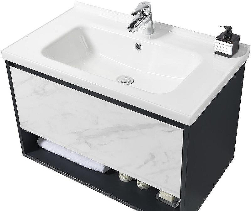 Тумба с раковиной Orans BC-0903 60 903600 подвесная Dark grey White marble, купить, цена, заказать, магазин, доставка, скидка, промокод, купить, цена, заказать, магазин, доставка, скидка, промокод