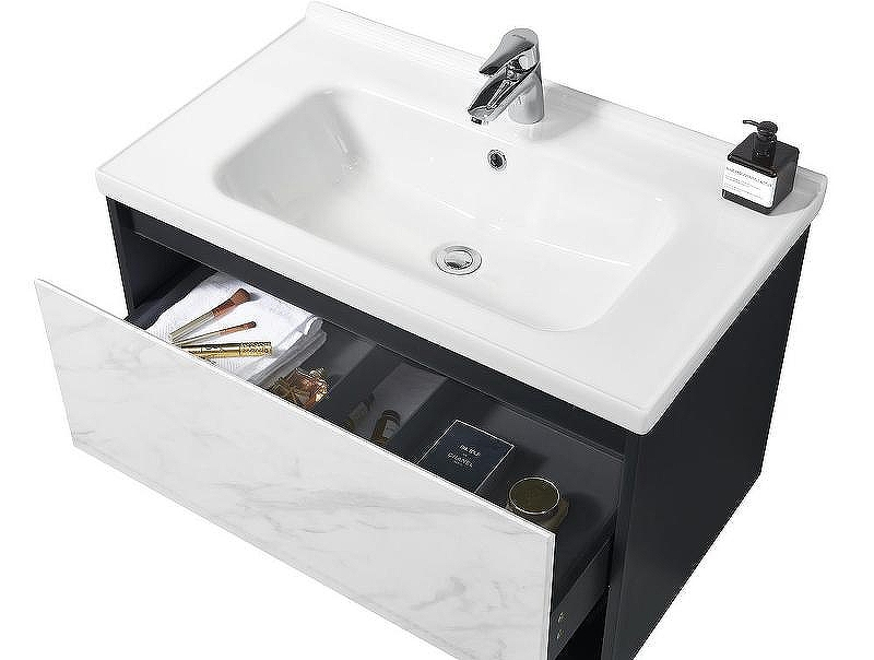 Тумба с раковиной Orans BC-0903 60 903600 подвесная Dark grey White marble, купить, цена, заказать, магазин, доставка, скидка, промокод, купить, цена, заказать, магазин, доставка, скидка, промокод