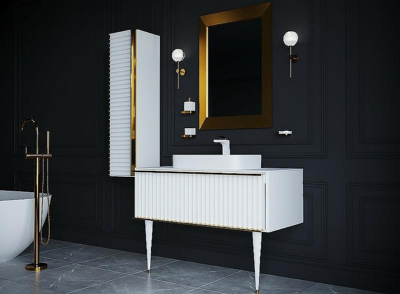 Тумба под раковину Boheme Armadi Art Vallessi Avangarde Canale 80 843-080-WG подвесная Белый Золото, купить, цена, заказать, магазин, доставка, скидка, промокод, купить, цена, заказать, магазин, доставка, скидка, промокод